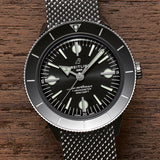 Breitling Superocean Heritage '57 Black Dial Silver Mesh Bracelet Watch for Men - A10370121B1A1