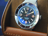 Breitling Superocean Heritage '57 Black Dial Silver Mesh Bracelet Watch for Men - A10370121B1A1