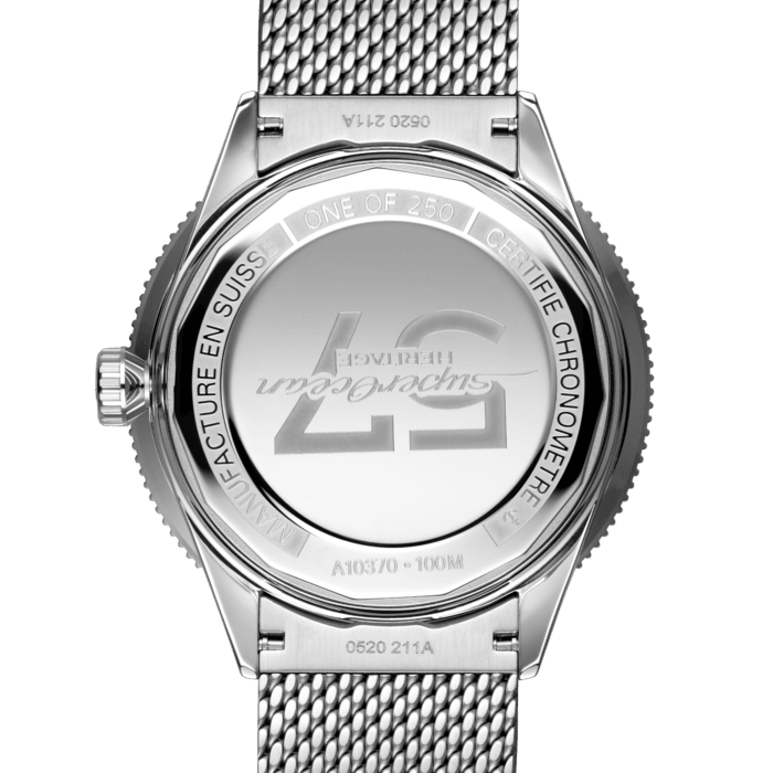 Breitling Superocean Heritage '57 Black Dial Silver Mesh Bracelet Watch for Men - A10370121B1A1