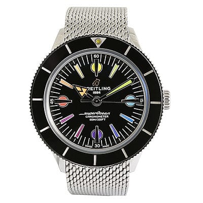 Breitling Superocean Heritage '57 Black Dial Silver Mesh Bracelet Watch for Men - A103701A1B1A1