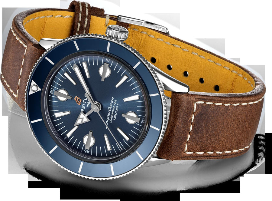 Breitling Superocean Heritage '57 Blue Dial Brown Leather Strap Watch for Men - A10370161C1X1