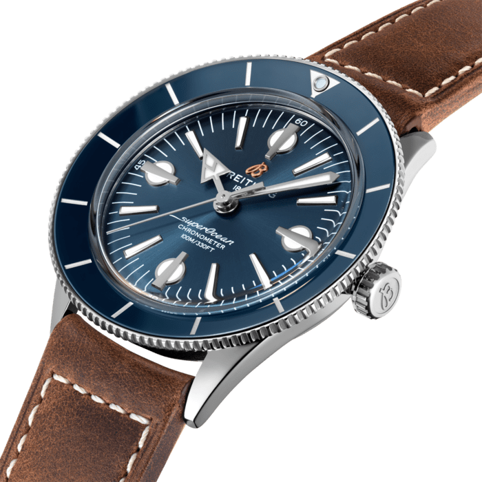 Breitling Superocean Heritage '57 Blue Dial Brown Leather Strap Watch for Men - A10370161C1X1
