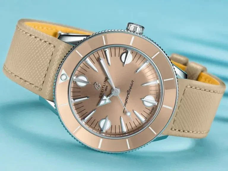 Breitling Superocean Heritage '57 Brown Dial Beige Leather Strap Watch for Women - A10340A41A1X1