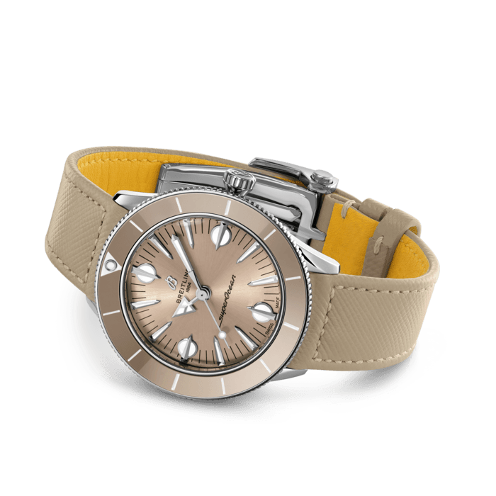 Breitling Superocean Heritage '57 Brown Dial Beige Leather Strap Watch for Women - A10340A41A1X1