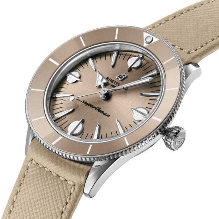 Breitling Superocean Heritage '57 Brown Dial Beige Leather Strap Watch for Women - A10340A41A1X1
