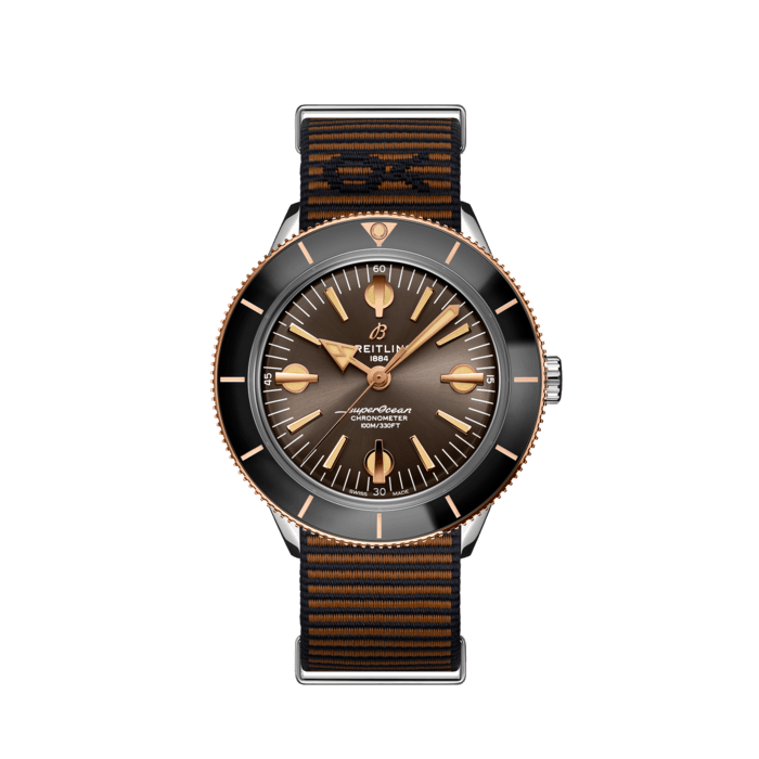 Breitling Superocean Heritage '57 Outerknown Limited Edition Brown Dial Brown NATO Strap Watch for Men - U103701A1Q1W1