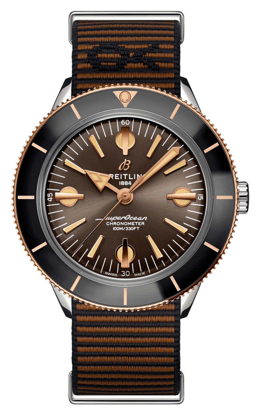 Breitling Superocean Heritage '57 Outerknown Limited Edition Brown Dial Brown NATO Strap Watch for Men - U103701A1Q1W1