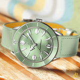 Breitling Superocean Heritage '57 Pastel Paradise Green Dial Green Leather Strap Watch for Women - A10340361L1X1