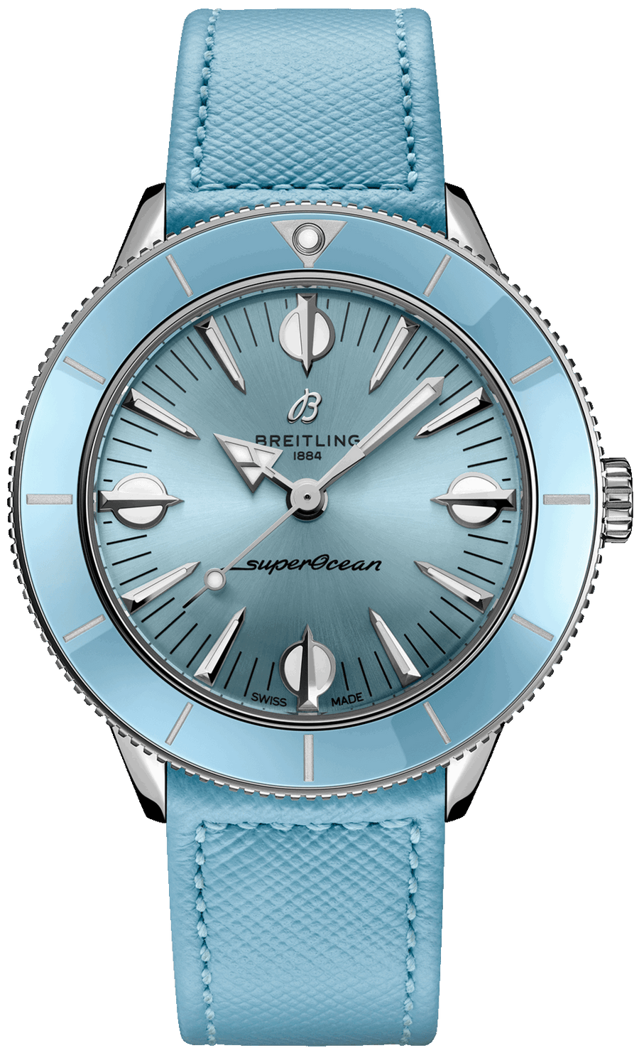 Breitling Superocean Heritage '57 Pastel Paradise Blue Dial Blue Leather Strap Watch for Women - A10340161C1X1
