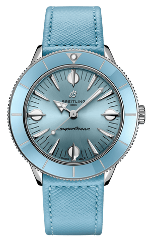 Breitling Superocean Heritage '57 Pastel Paradise Blue Dial Blue Leather Strap Watch for Women - A10340161C1X1