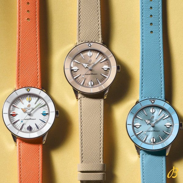 Breitling Superocean Heritage '57 Pastel Paradise White Dial Orange Leather Watch for Women - A10340A11A1X1