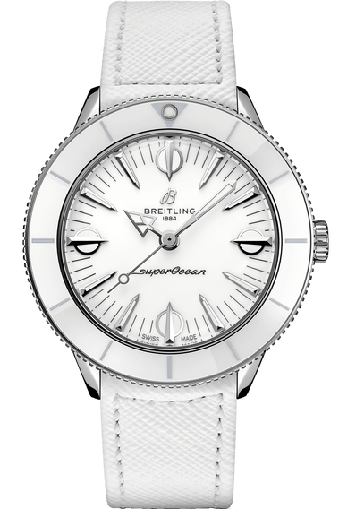 Breitling Superocean Heritage '57 Pastel Paradise White Dial White Leather Strap Watch for Women - A10340A71A1X1