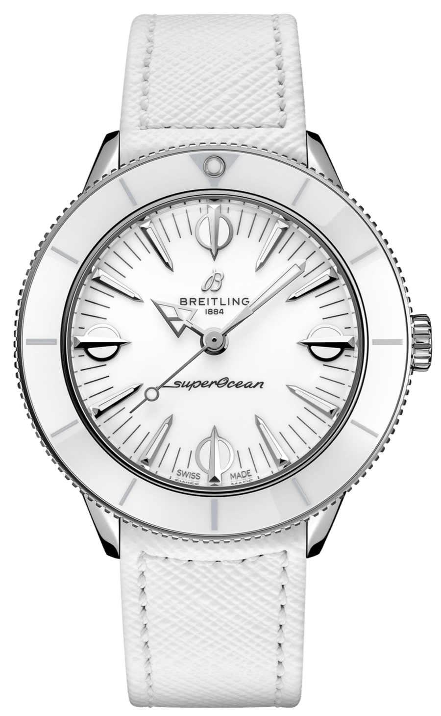 Breitling Superocean Heritage '57 Pastel Paradise White Dial White Leather Strap Watch for Women - A10340A71A1X1