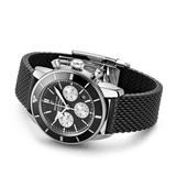Breitling Superocean Heritage B01 Chronograph 44 Black Dial Black Mesh Bracelet Watch for Men - AB0162121B1S1
