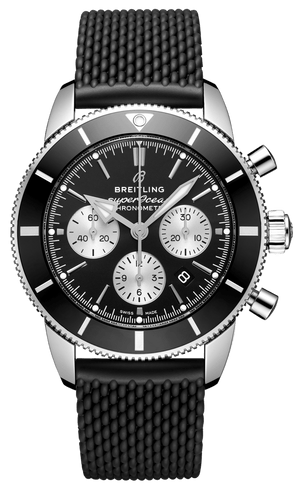 Breitling Superocean Heritage B01 Chronograph 44 Black Dial Black Mesh Bracelet Watch for Men - AB0162121B1S1