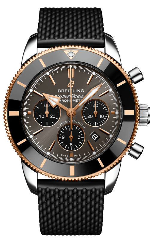 Breitling Superocean Heritage B01 Chronograph 44 Black Dial Black Mesh Bracelet Watch for Men - UB01621A1M1S1