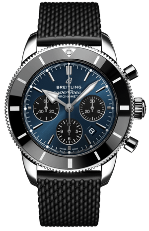 Breitling Superocean Heritage B01 Chronograph 44 Blue Dial Black Mesh Bracelet Watch for Men - AB0162121C1S1