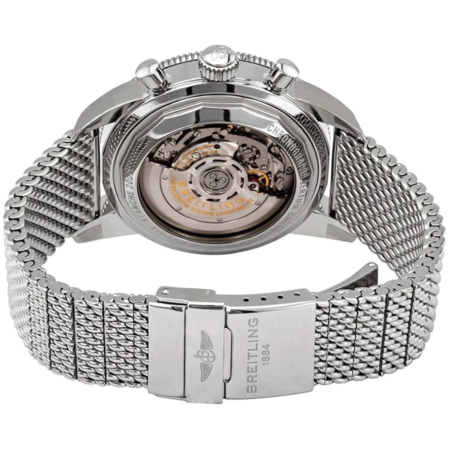 Breitling Superocean Heritage B01 Chronograph 44 Blue Dial Silver Mesh Bracelet Watch for Men - AB0162161C1A1