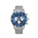 Breitling Superocean Heritage B01 Chronograph 44 Blue Dial Silver Mesh Bracelet Watch for Men - AB0162161C1A1