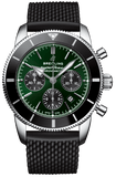 Breitling Superocean Heritage B01 Chronograph 44 Limited Edition Green Dial Black Mesh Bracelet Watch for Men - AB01621A1L1S1