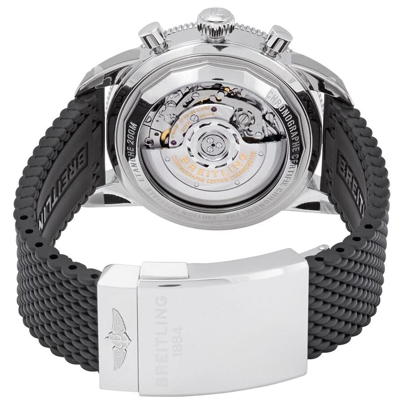 Breitling Superocean Heritage B01 Chronograph 44 Silver Dial Black Mesh Bracelet Watch for Men - AB0162121G1S1