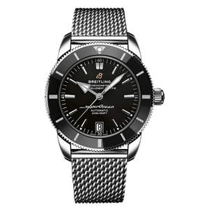 Breitling Superocean Heritage B20 Automatic 42 Black Dial Silver Mesh Bracelet Watch for Men - AB2010121B1A1