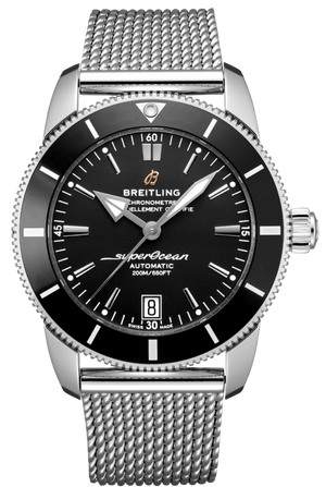 Breitling Superocean Heritage B20 Automatic 42 Black Dial Silver Mesh Bracelet Watch for Men - AB2010121B1A1