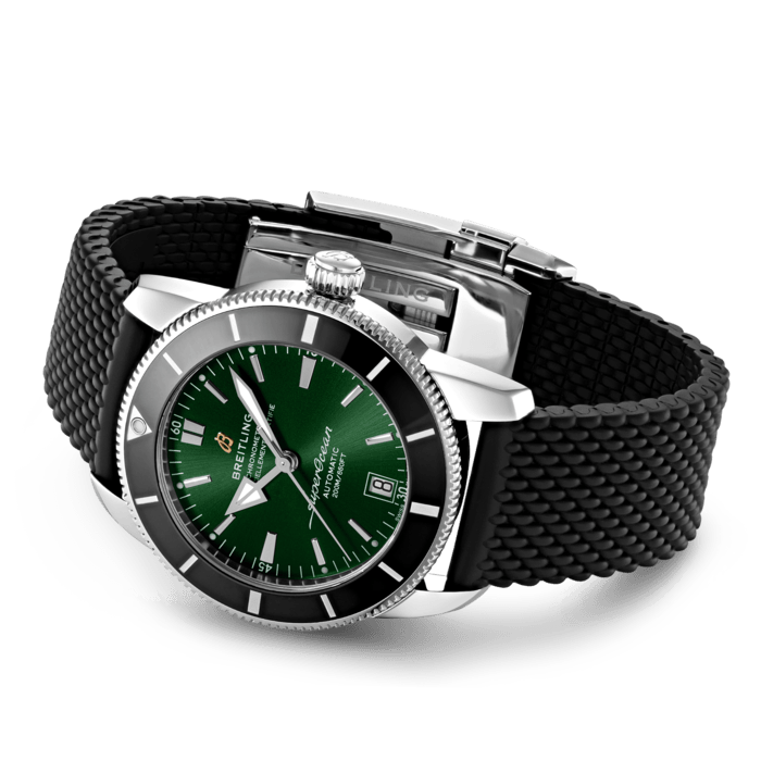 Breitling Superocean Heritage B20 Automatic 42 Green Dial Black Mesh Bracelet Watch for Women - AB2010121L1S1