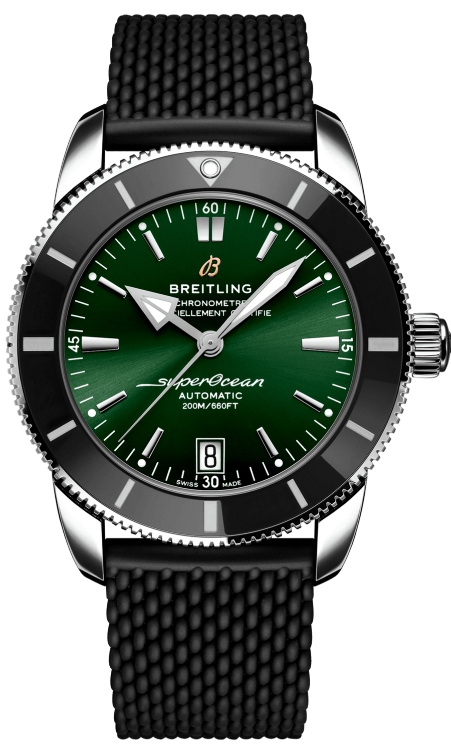 Breitling Superocean Heritage B20 Automatic 42 Green Dial Black Mesh Bracelet Watch for Women - AB2010121L1S1