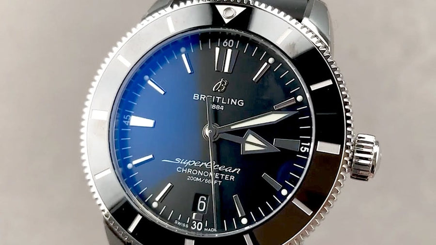Breitling Superocean Heritage B20 Automatic 44 Black Dial Black Mesh Bracelet Watch for Men - AB2030121B1S1