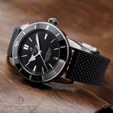 Breitling Superocean Heritage B20 Automatic 44 Black Dial Black Mesh Bracelet Watch for Men - AB2030121B1S1