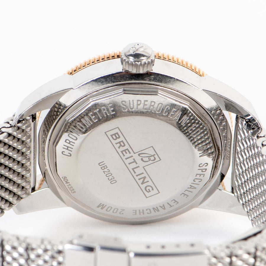 Breitling Superocean Heritage B20 Automatic 44 Black Dial Silver Mesh Bracelet Watch for Men - UB2030121B1A1