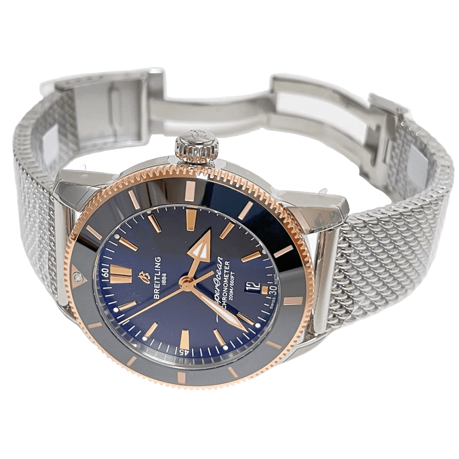 Breitling Superocean Heritage B20 Automatic 44 Black Dial Silver Mesh Bracelet Watch for Men - UB2030121B1A1