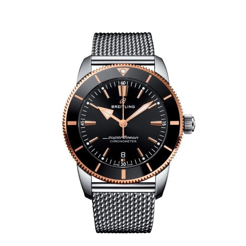 Breitling Superocean Heritage B20 Automatic 44 Black Dial Silver Mesh Bracelet Watch for Men - UB2030121B1A1