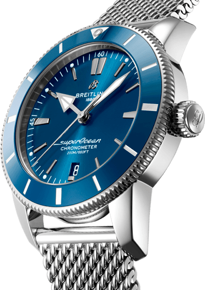 Breitling Superocean Heritage B20 Automatic 44 Blue Dial Silver Mesh Bracelet Watch for Men - AB2030161C1A1