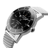 Breitling Superocean Heritage B20 Automatic 46 Black Dial Silver Mesh Bracelet Watch for Men - AB2020121B1A1
