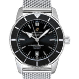 Breitling Superocean Heritage B20 Automatic 46 Black Dial Silver Mesh Bracelet Watch for Men - AB2020121B1A1