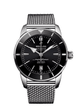 Breitling Superocean Heritage B20 Automatic 46 Black Dial Silver Mesh Bracelet Watch for Men - AB2020121B1A1