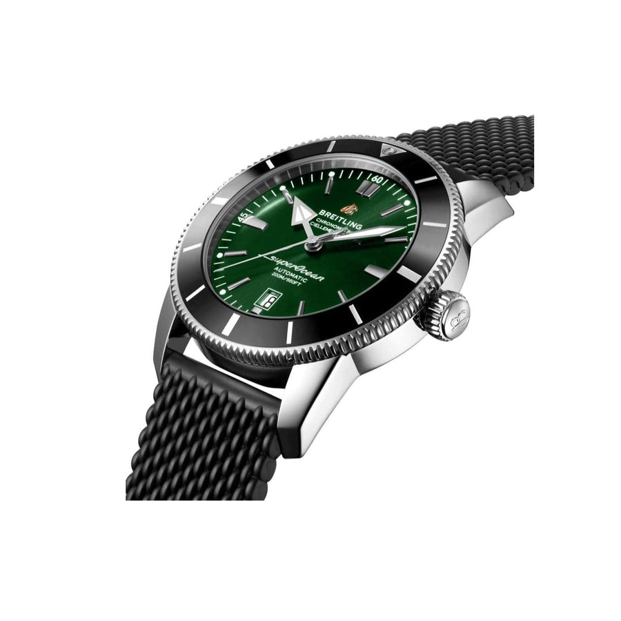 Breitling Superocean Heritage B20 Automatic 46 Green Dial Black Mesh Bracelet Watch for Men - AB2020121L1S1