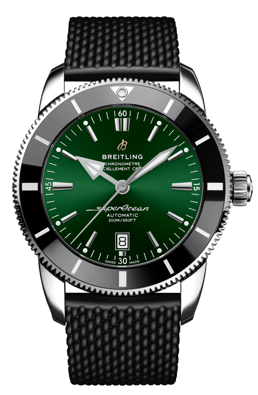 Breitling Superocean Heritage B20 Automatic 46 Green Dial Black Mesh Bracelet Watch for Men - AB2020121L1S1