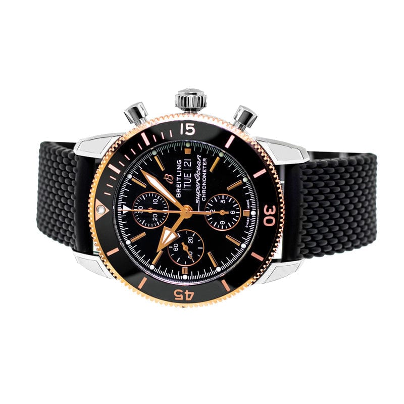 Breitling Superocean Heritage Chronograph 44 Black Dial Black Mesh Bracelet Watch for Men - U13313121B1S1