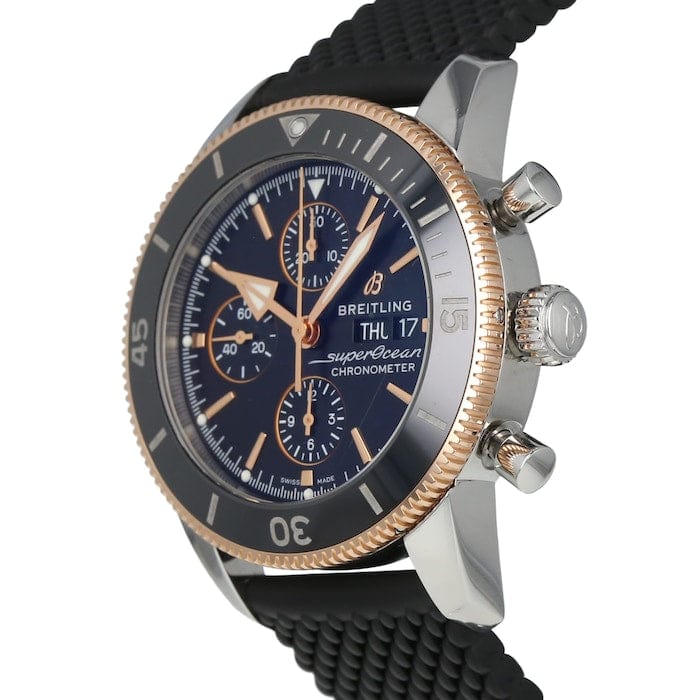Breitling Superocean Heritage Chronograph 44 Black Dial Black Mesh Bracelet Watch for Men - U13313121B1S1