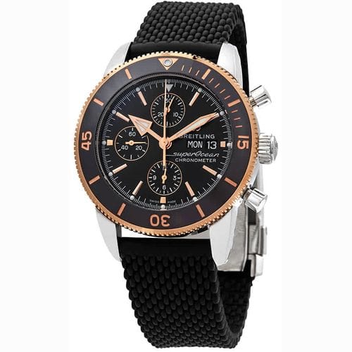 Breitling Superocean Heritage Chronograph 44 Black Dial Black Mesh Bracelet Watch for Men - U13313121B1S1
