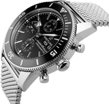 Breitling Superocean Heritage Chronograph 44 Black Dial Silver Mesh Bracelet Watch for Men - A13313121B1A1