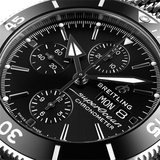 Breitling Superocean Heritage Chronograph 44 Black Dial Silver Mesh Bracelet Watch for Men - A13313121B1A1