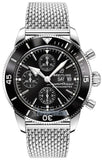 Breitling Superocean Heritage Chronograph 44 Black Dial Silver Mesh Bracelet Watch for Men - A13313121B1A1