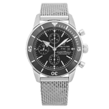Breitling Superocean Heritage Chronograph 44 Black Dial Silver Mesh Bracelet Watch for Men - A13313121B1A1