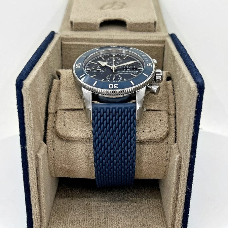 Breitling Superocean Heritage Chronograph 44 Blue Dial Blue Mesh Bracelet Watch for Men - A13313161C1S1
