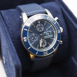 Breitling Superocean Heritage Chronograph 44 Blue Dial Blue Mesh Bracelet Watch for Men - A13313161C1S1