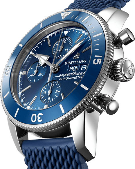 Breitling Superocean Heritage Chronograph 44 Blue Dial Blue Mesh Bracelet Watch for Men - A13313161C1S1